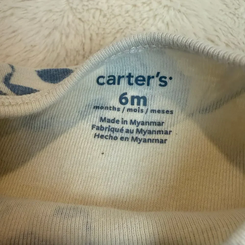 Carter's Blue Panda Print Bodysuit Onesie Baby Boy 6 Months Girl Gender Neutral